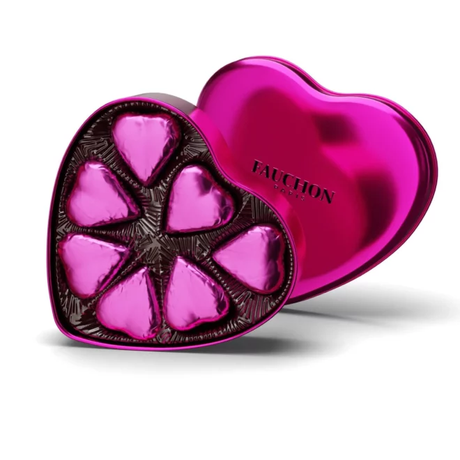 Boîte cœur magenta chocolat au lait